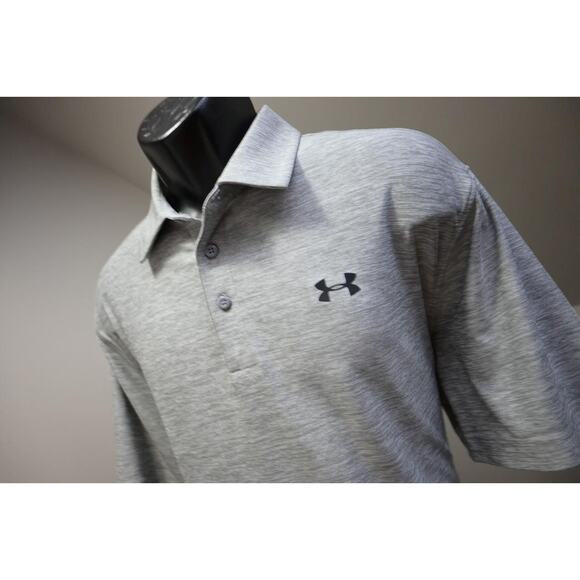 Under Armour Golf Polo HeatGear Loose Gray Athletic Shirt Mens Sz Large - Picture 1 of 9